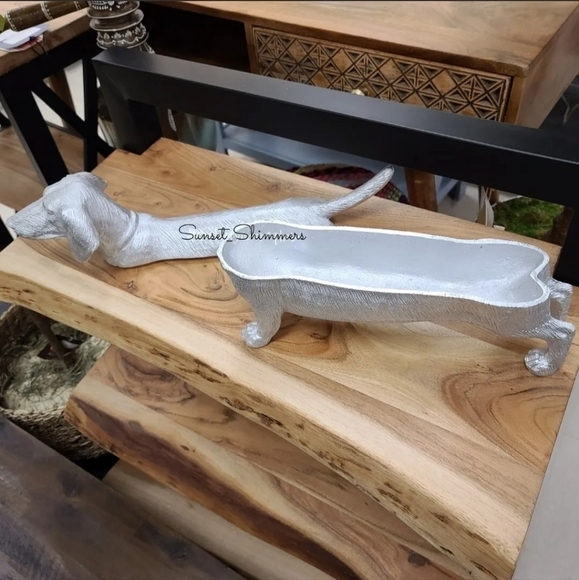 Doxie DACHSHUND DOG Resin Statue Figurine candy Bowl trinket Storage STASH BOX - Picture 4 of 8